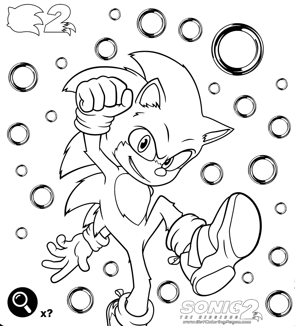 Desenhos para colorir do filme Sonic 2 - Sonic Rings - Desenhos para colorir  para impressão grátis